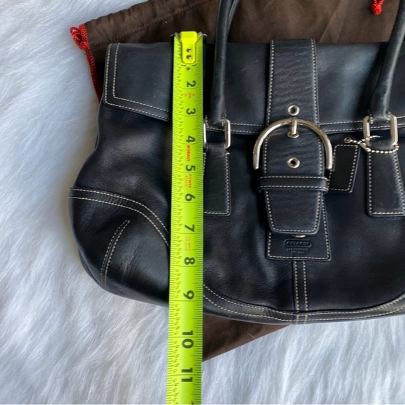 Coach Vintage Leather Hampton Soho Handbag Black with White Stitching - Picture 11 of 12